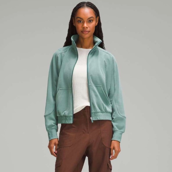 Lululemon Brushed Softstreme Funnel-Neck Zip Up Jacket Medium Forest Size 8 - Picture 2 of 12
